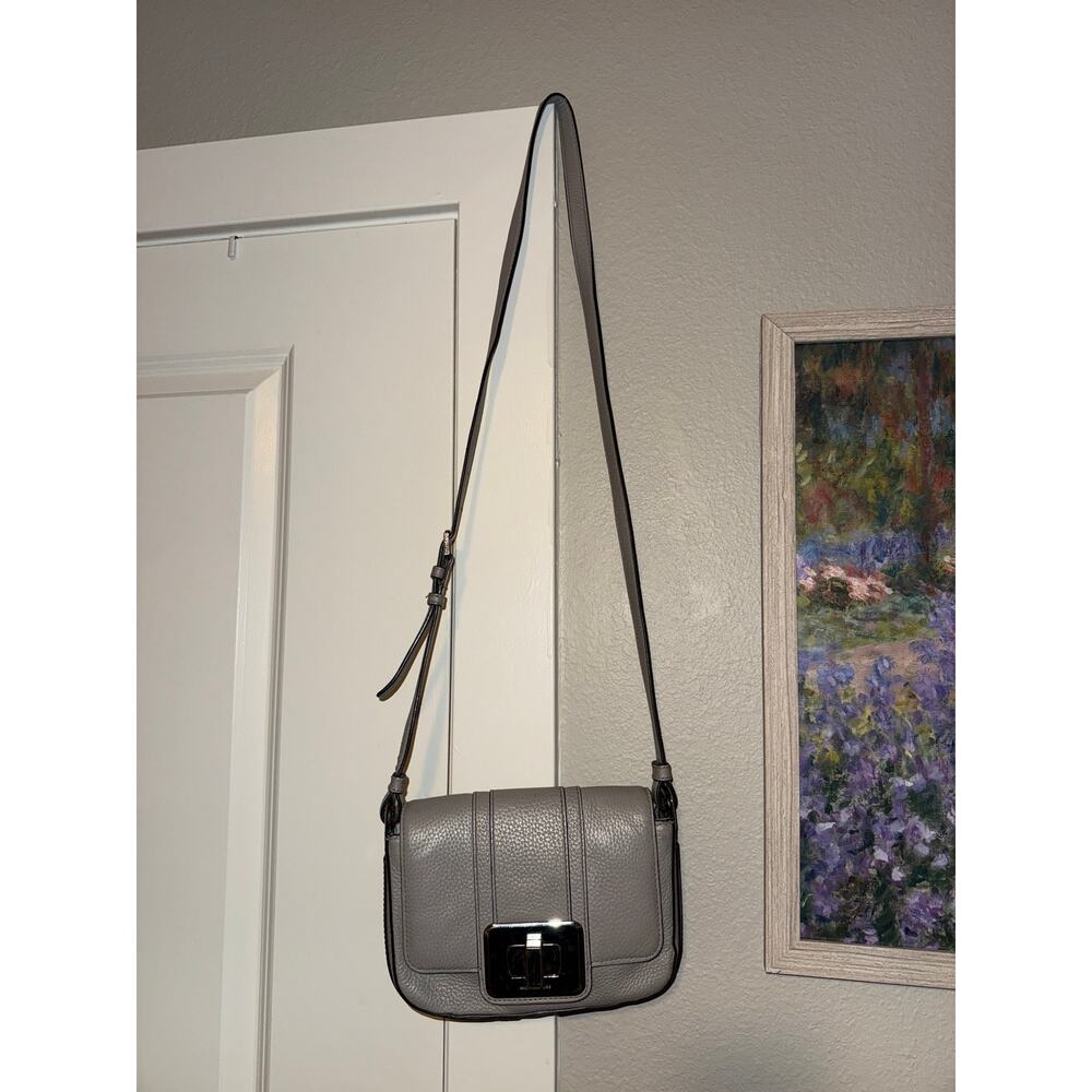 Michael Kors Lila Small Messenger Bag Crossbody Purse Steel Gray Pebbled Leather - Picture 2 of 16